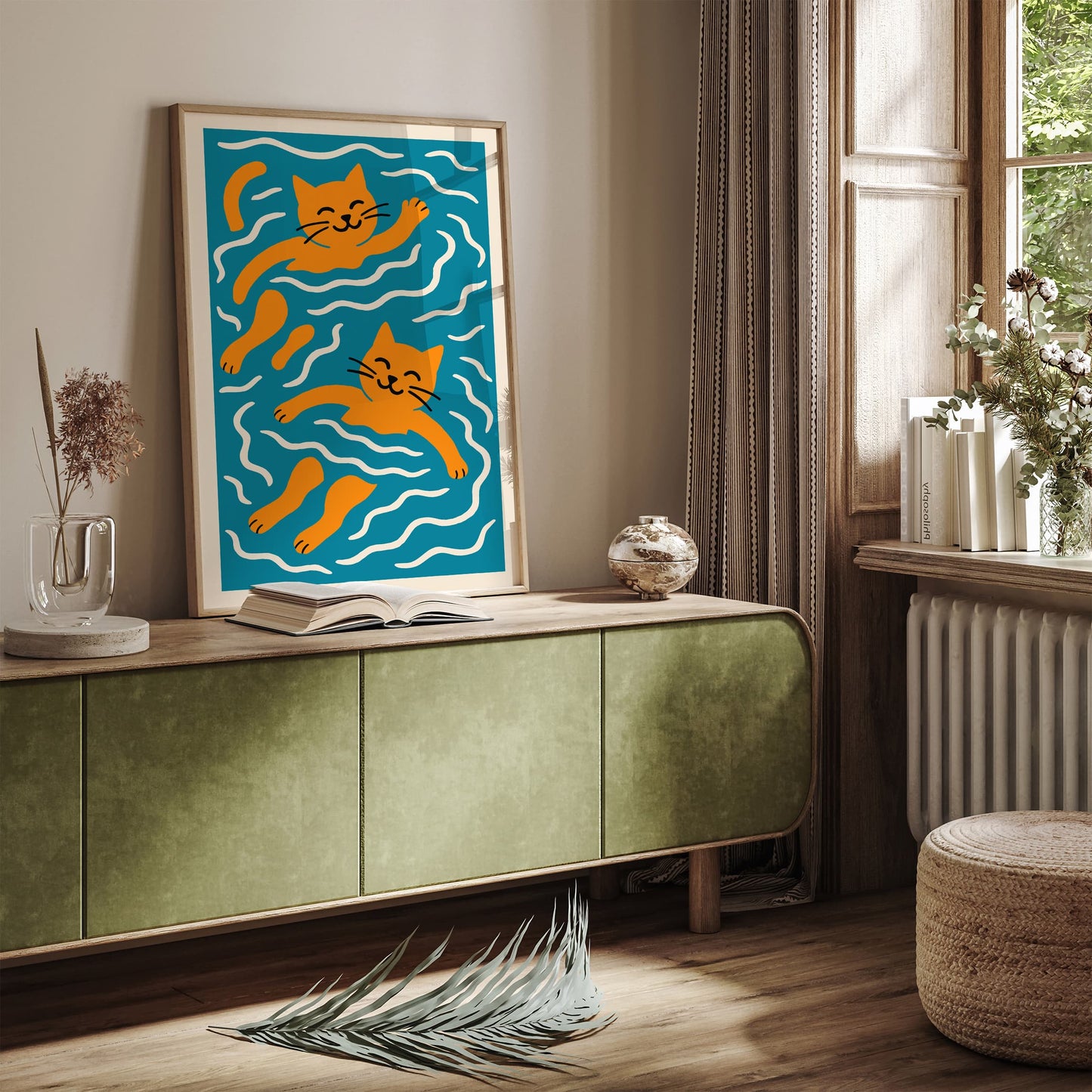 Swimming Cats Poster Funny Kids Room Decor