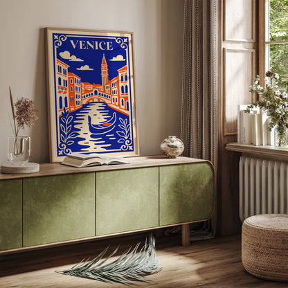 Venice Italy Blue Cityscape Travel Poster