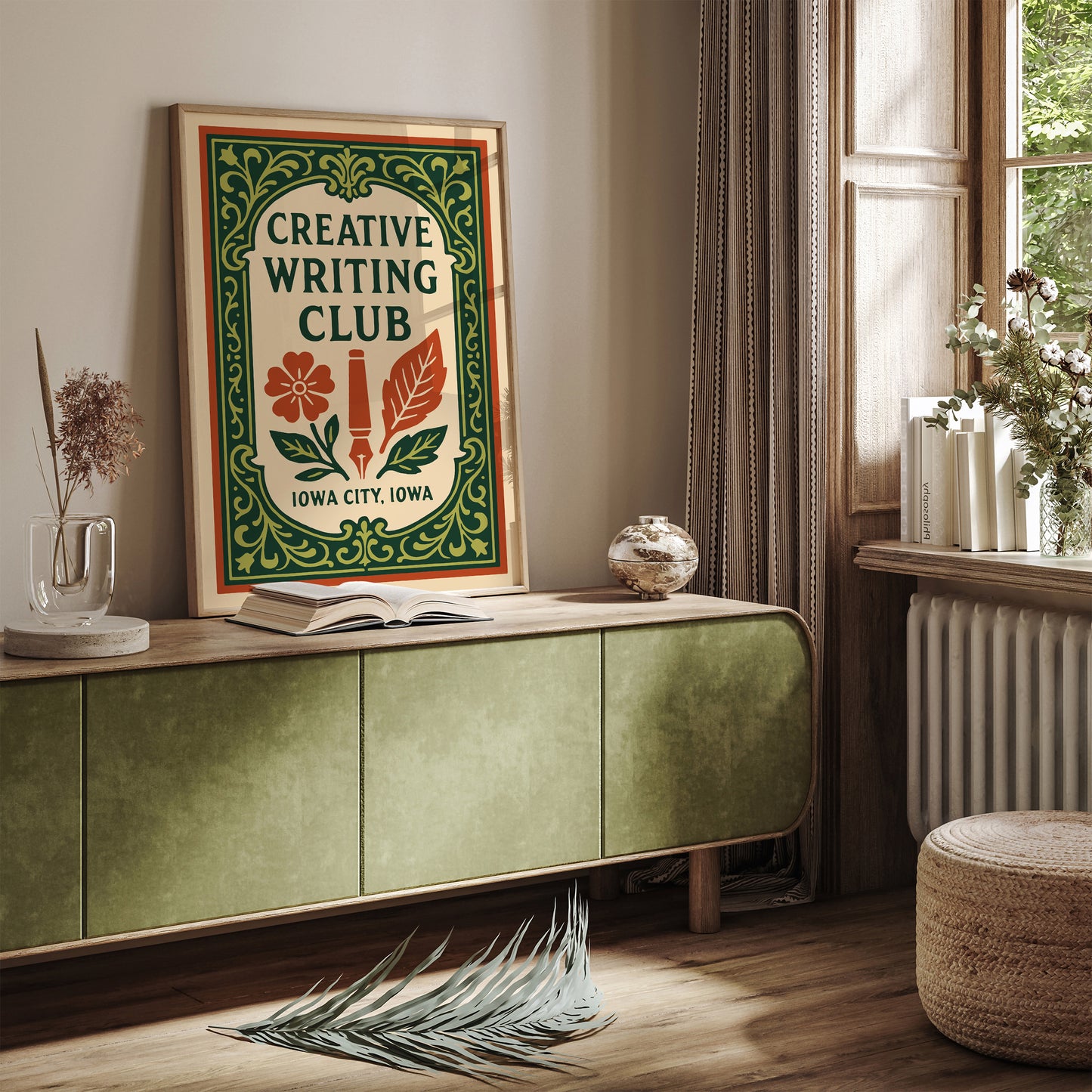 Iowa City Writing Club Poster – Rococo Green Art Print