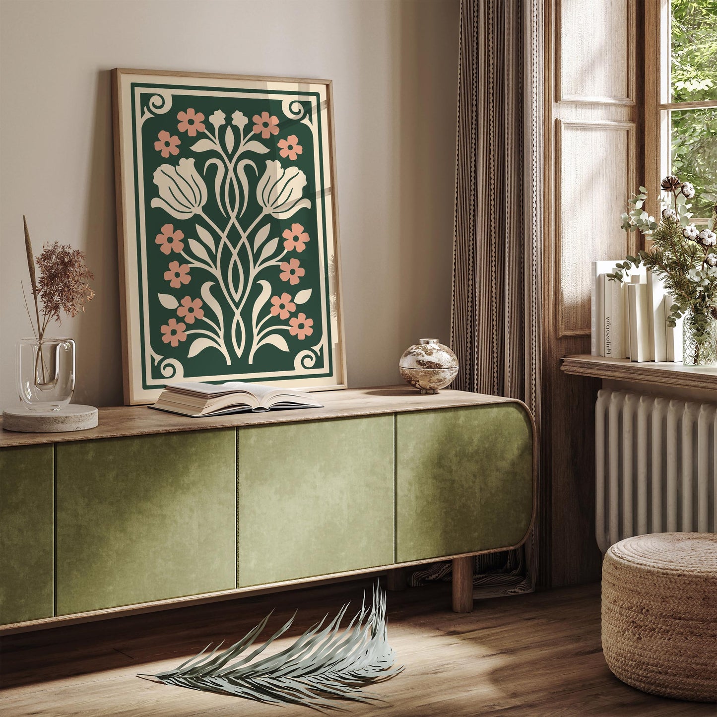 Art Nouveau Floral Wall Art Print