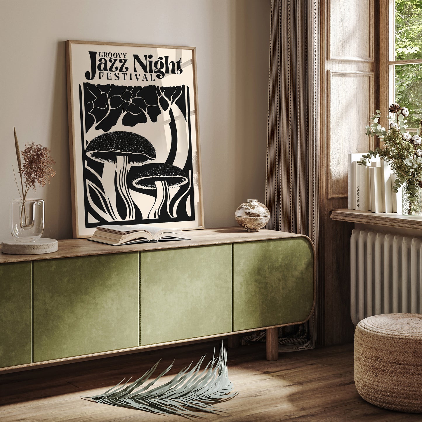 Groovy Jazz Night BW Art Print