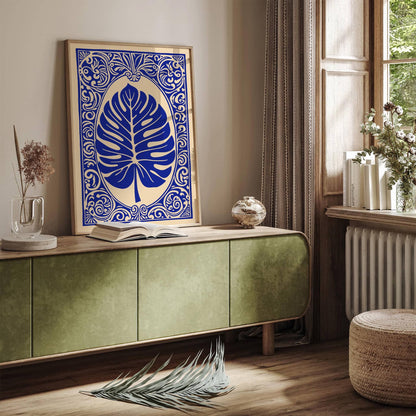 Blue Monstera Leaf - Rococo Revival Print