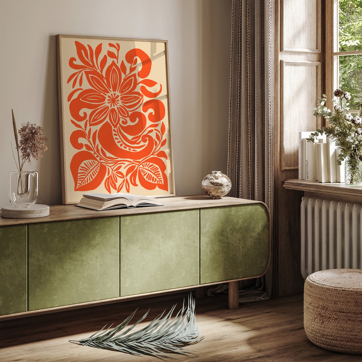 Orange Botanical Wall Art Print