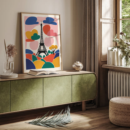 Colorful Eiffel Tower Kids Room Art