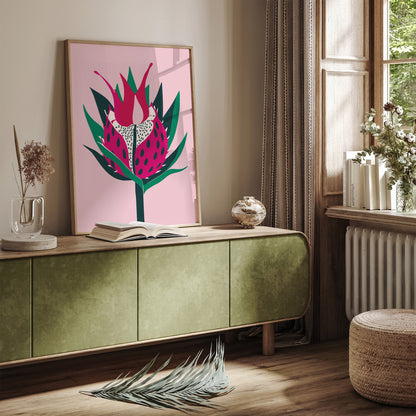 Dragon Fruit Pink Modern Kitchen Art