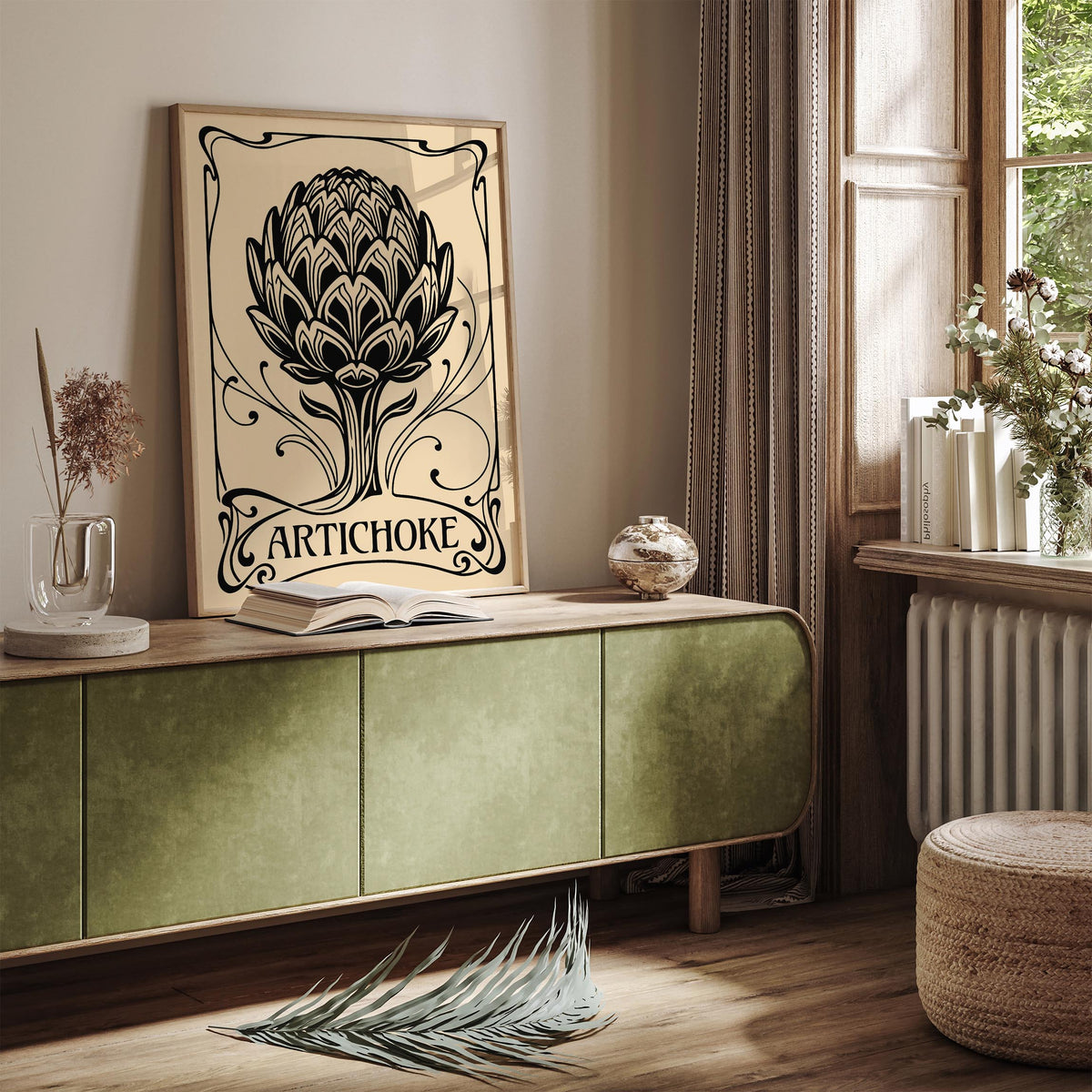 Black Vintage Artichoke Poster