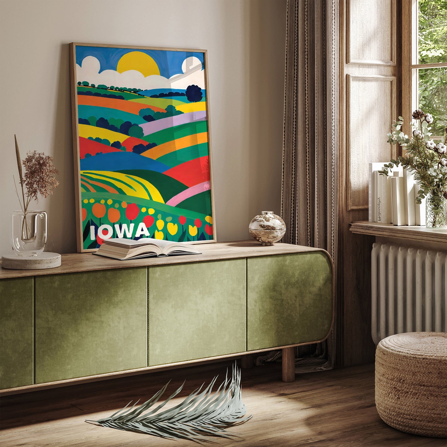 Retro Iowa Art Print - Classic Travel Wall Art