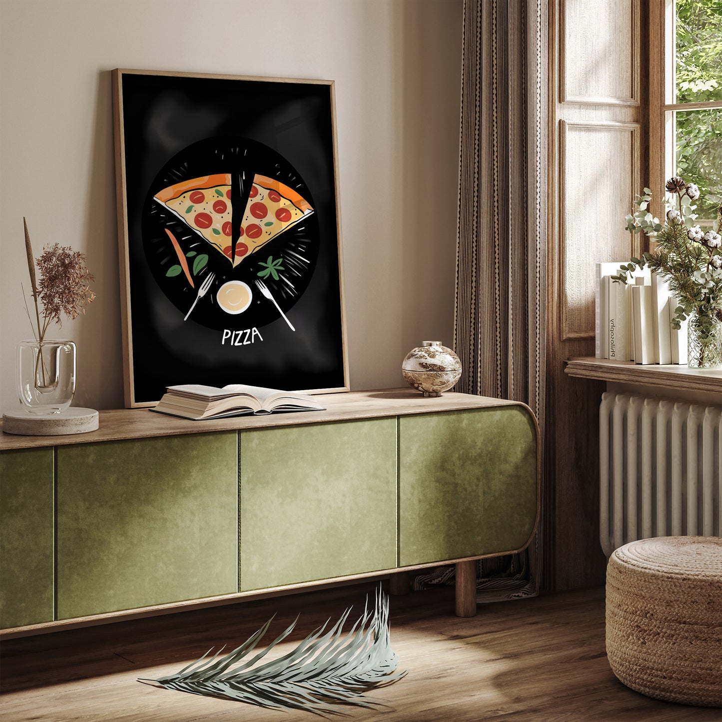 Pizza Kitchen Black Wall Art