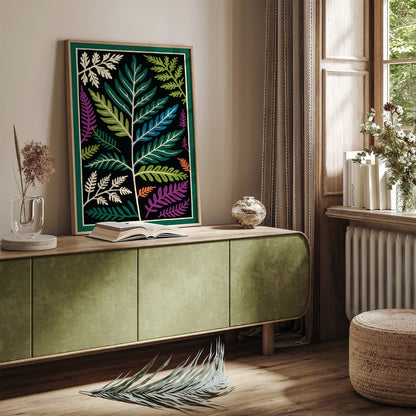 Colorful Fern Leaves Poster - Bohemian Tropical Art Print