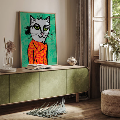 Artistic Quirky Cat Wall Art