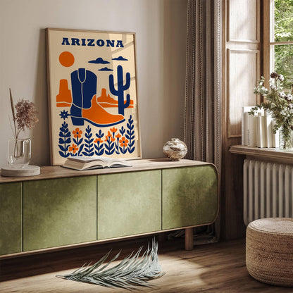 Arizona Texas Blue Orange Art Print