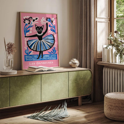 Cat Ballerina Wall Art Print