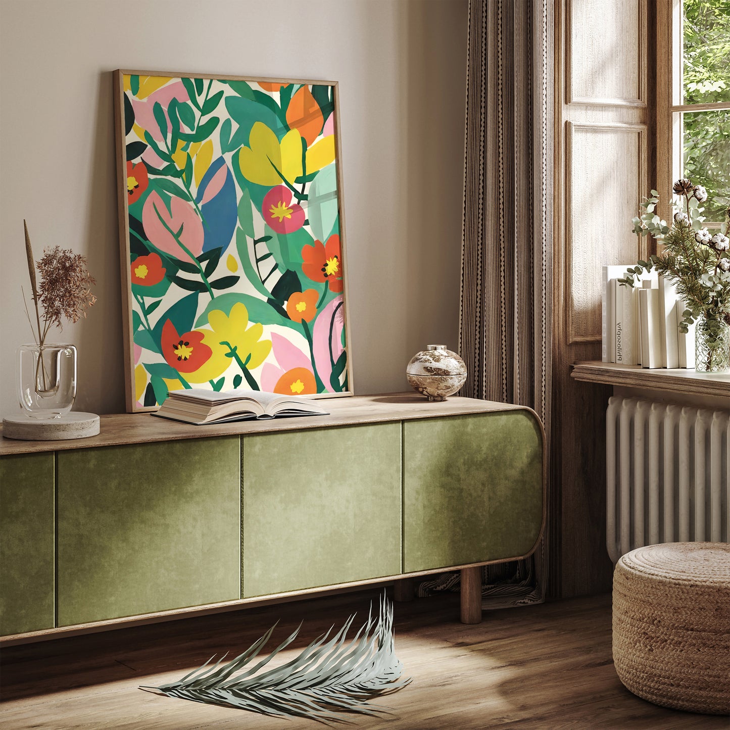 Eclectic Colorful Flowers Painting Print