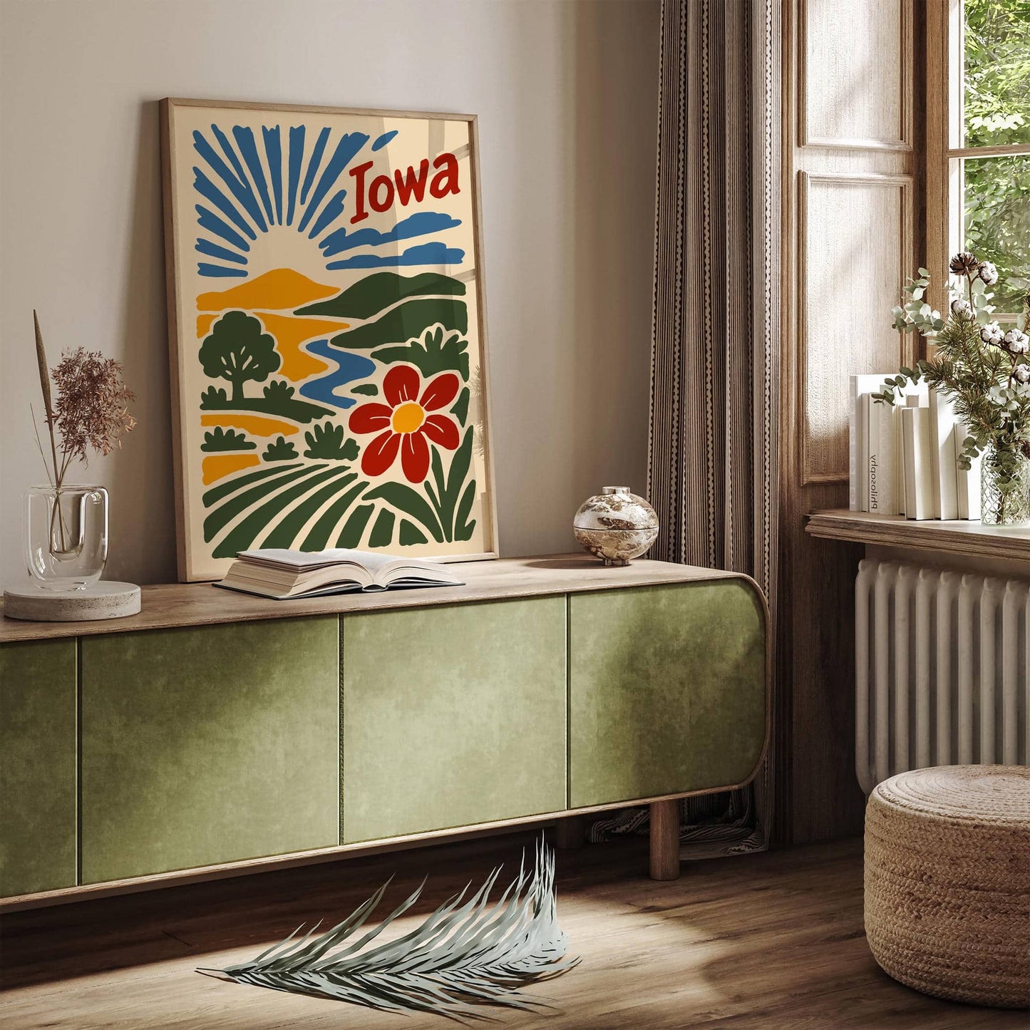 Retro Iowa Landscape Art Print