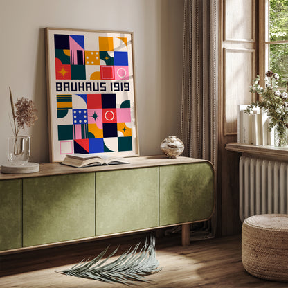 Mid Century Modern Colorful Bauhaus Art Print