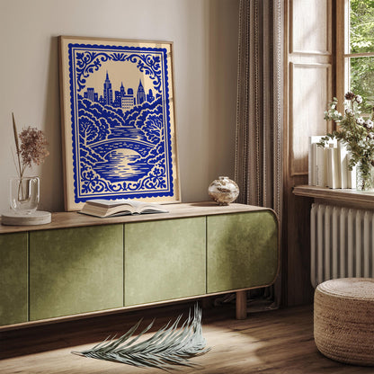 Central Park New York City Blue Cityscape Poster