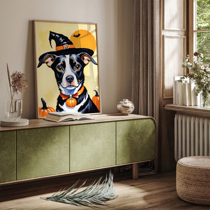 Halloween Illustration with Cute Dog Poster