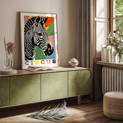 Retro Circus Zebra Colorful Poster