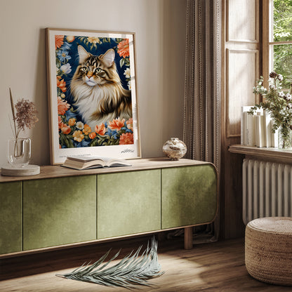 Maine Coon Cat Victorian Portrait Wall Art