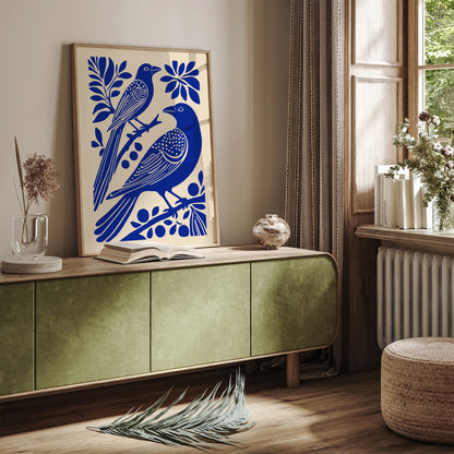 Blue Birds Cut Outs Art Print