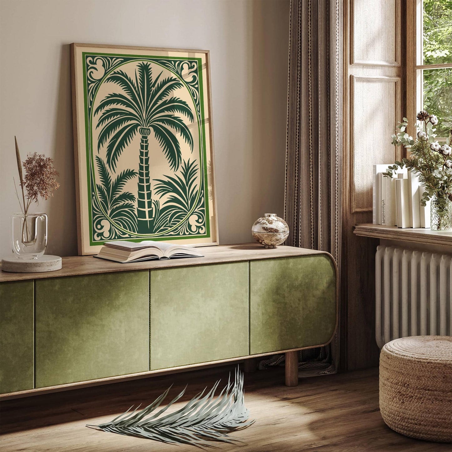 Green Palm Tree Rococo Style Wall Art