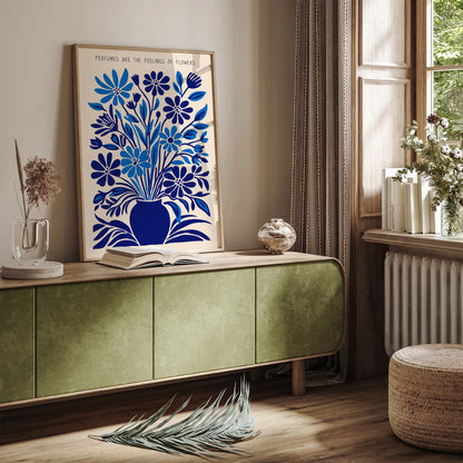 Blue Botanical Wall Art Bathroom Decor