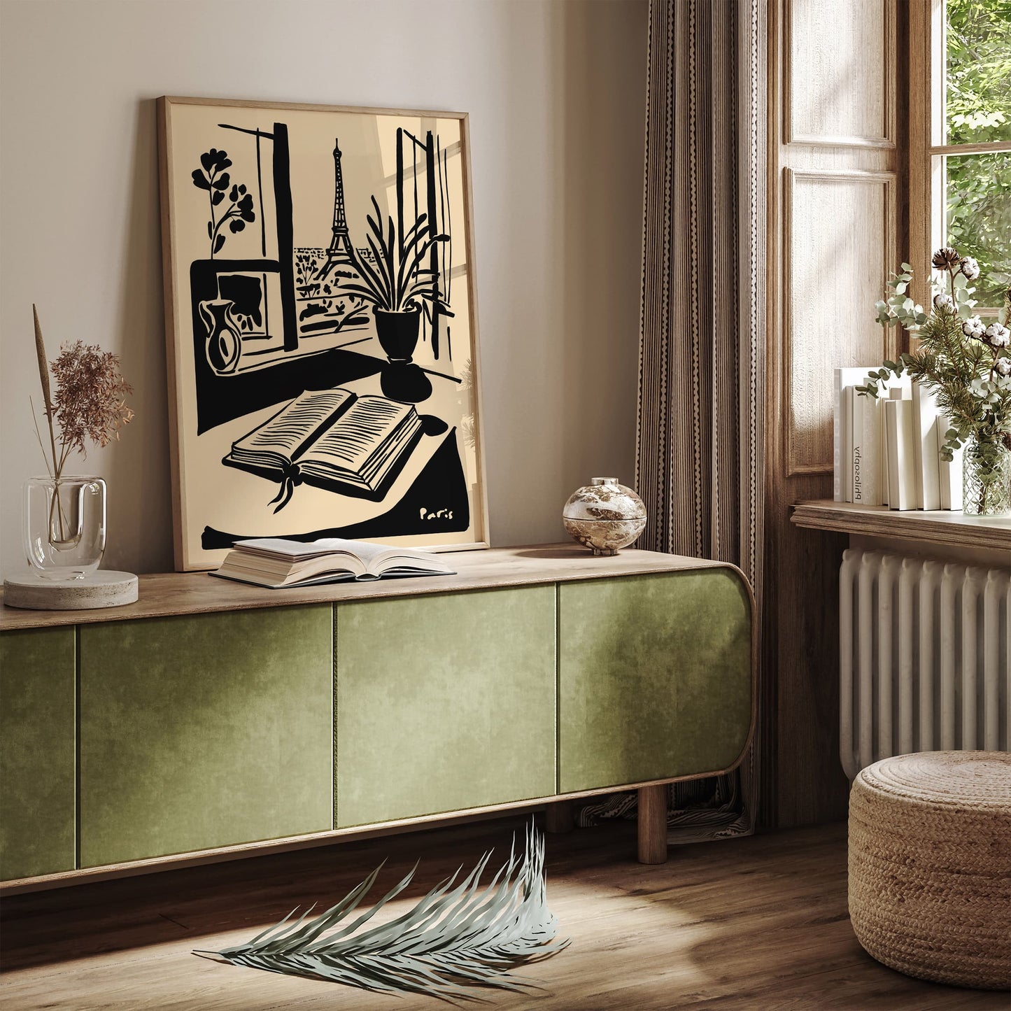 Paris Eiffel Tower and Book Poster