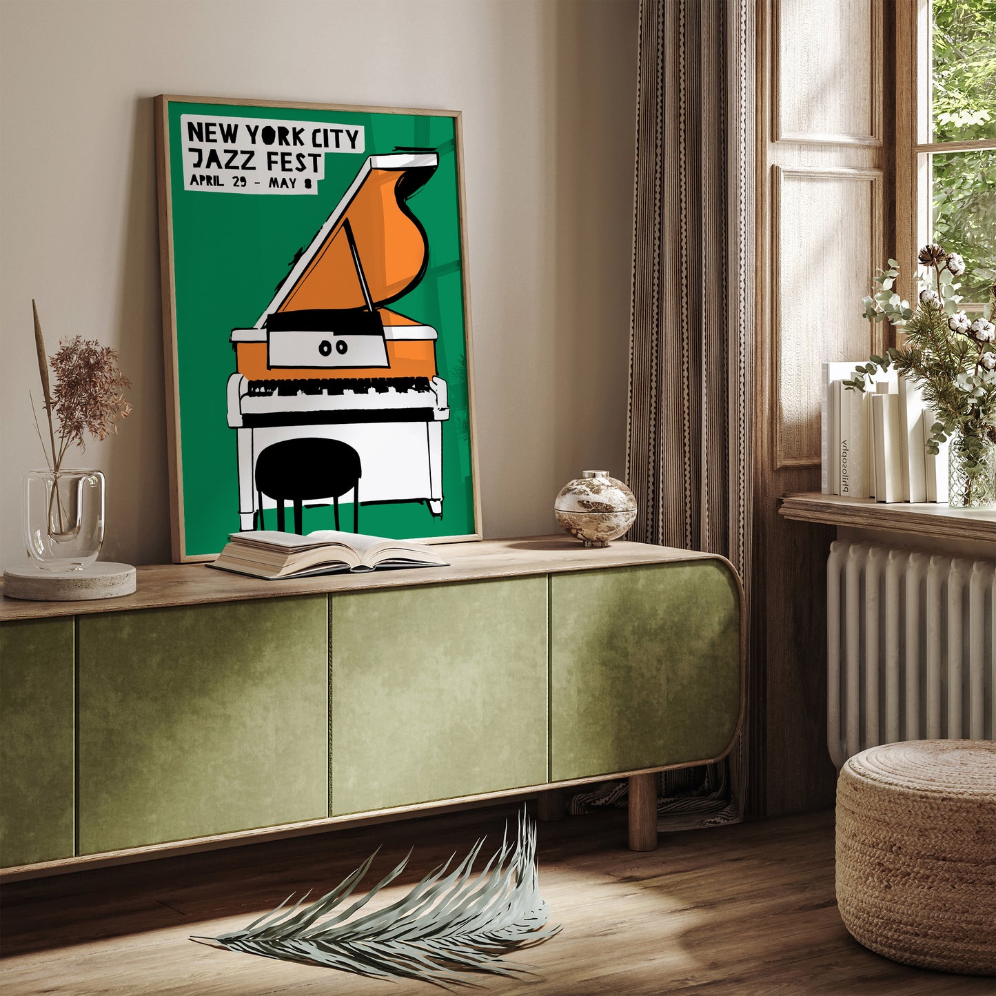 Piano Jazz Festival Green Retro Poster