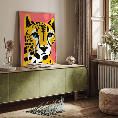 Moody Cheetah in Yellow Art Print