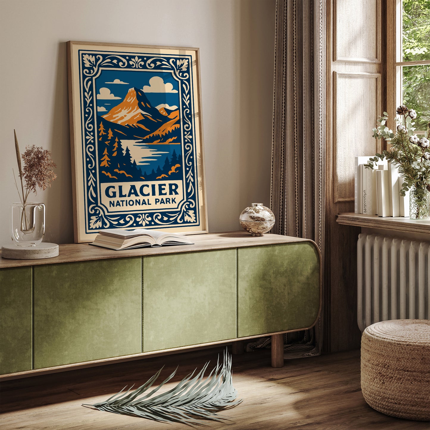 Glacier National Park Poster - Blue Landscape Art Print