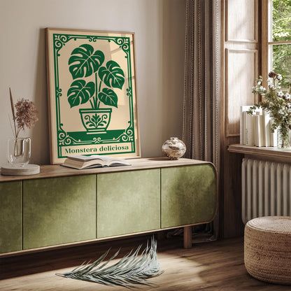 Monstera Deliciosa Poster - Green Plant Wall Art