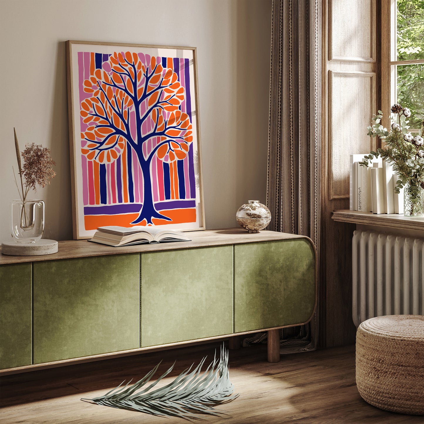 Purple Orange Cutout Tree Print