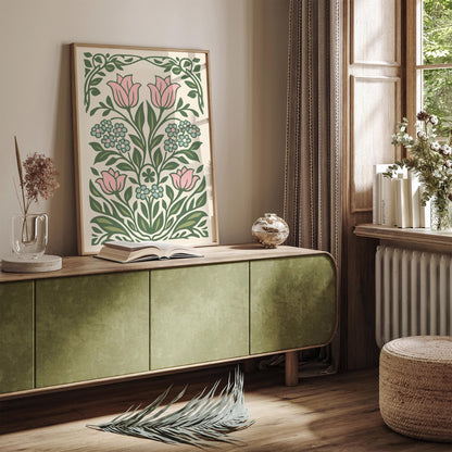Pastel Artistic Flowers Wall Art Print – Floral Botanical Poster