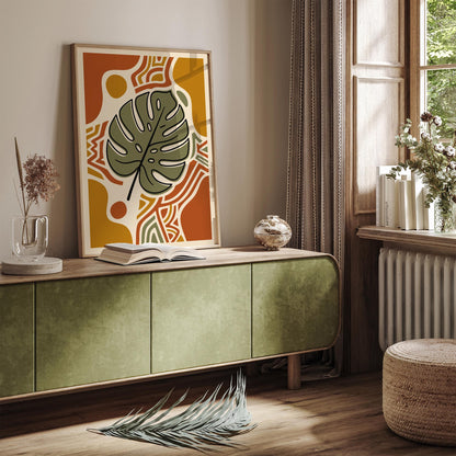 Boho Monstera Leaf Art Poster