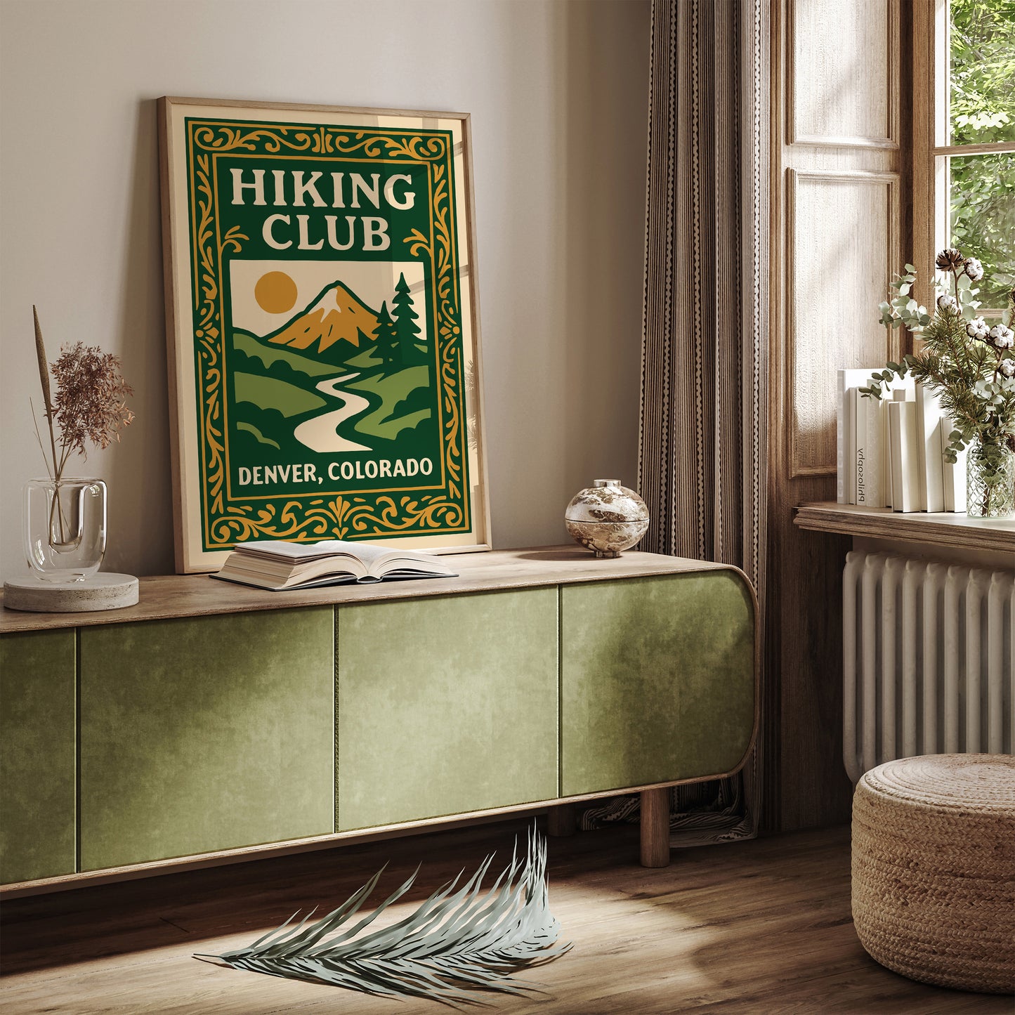 Hiking Club Denver Colorado Green Poster