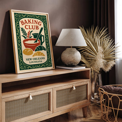 Baking Club New Orleans Poster - Louisiana Kitchen Wall Art
