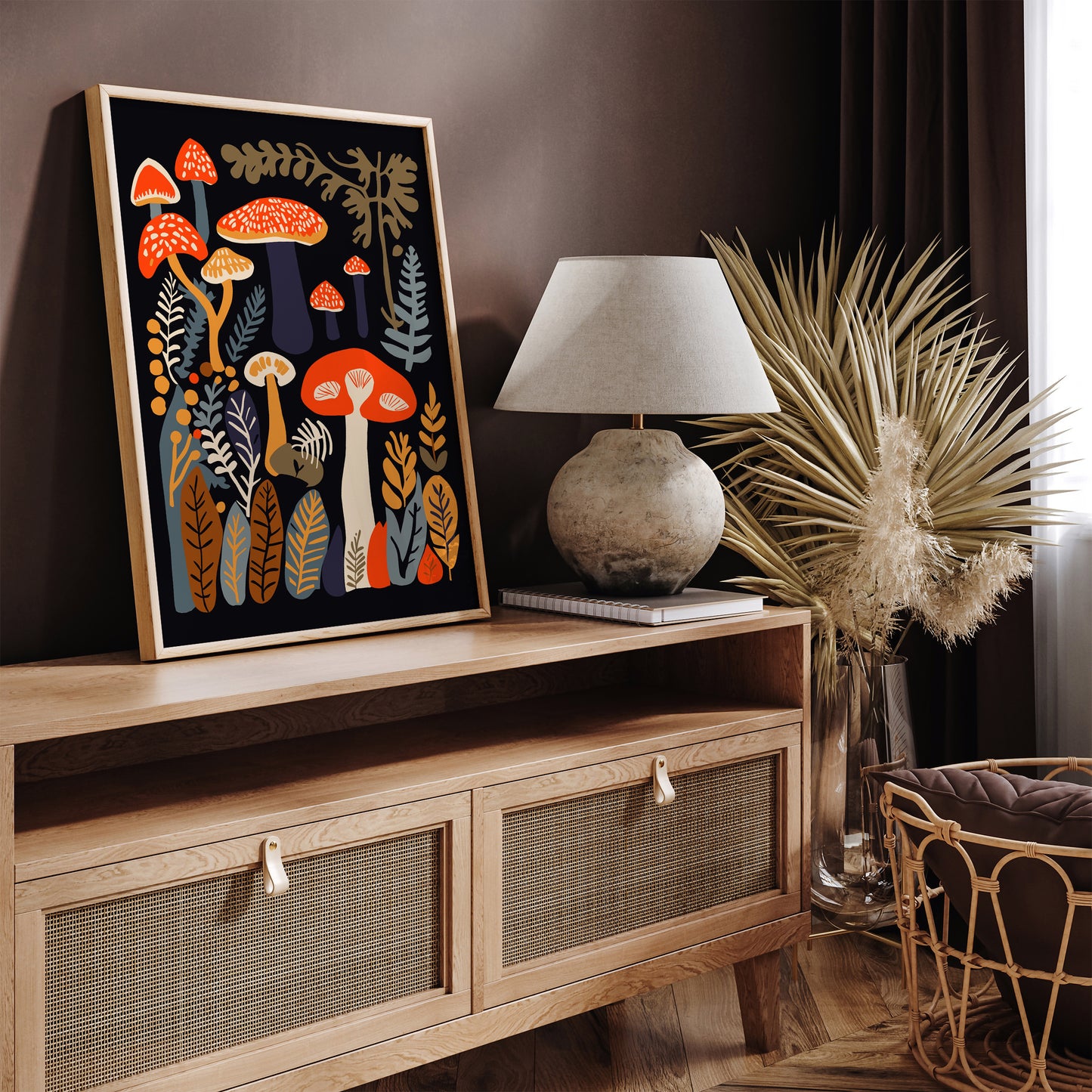 Autumn - Cozy Bohemian Mushroom Poster