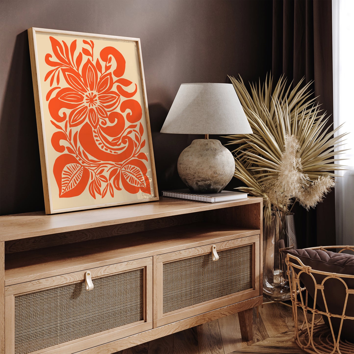 Orange Botanical Wall Art Print