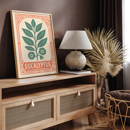 Eucalyptus Flower Art Print in Pastel Tones Poster
