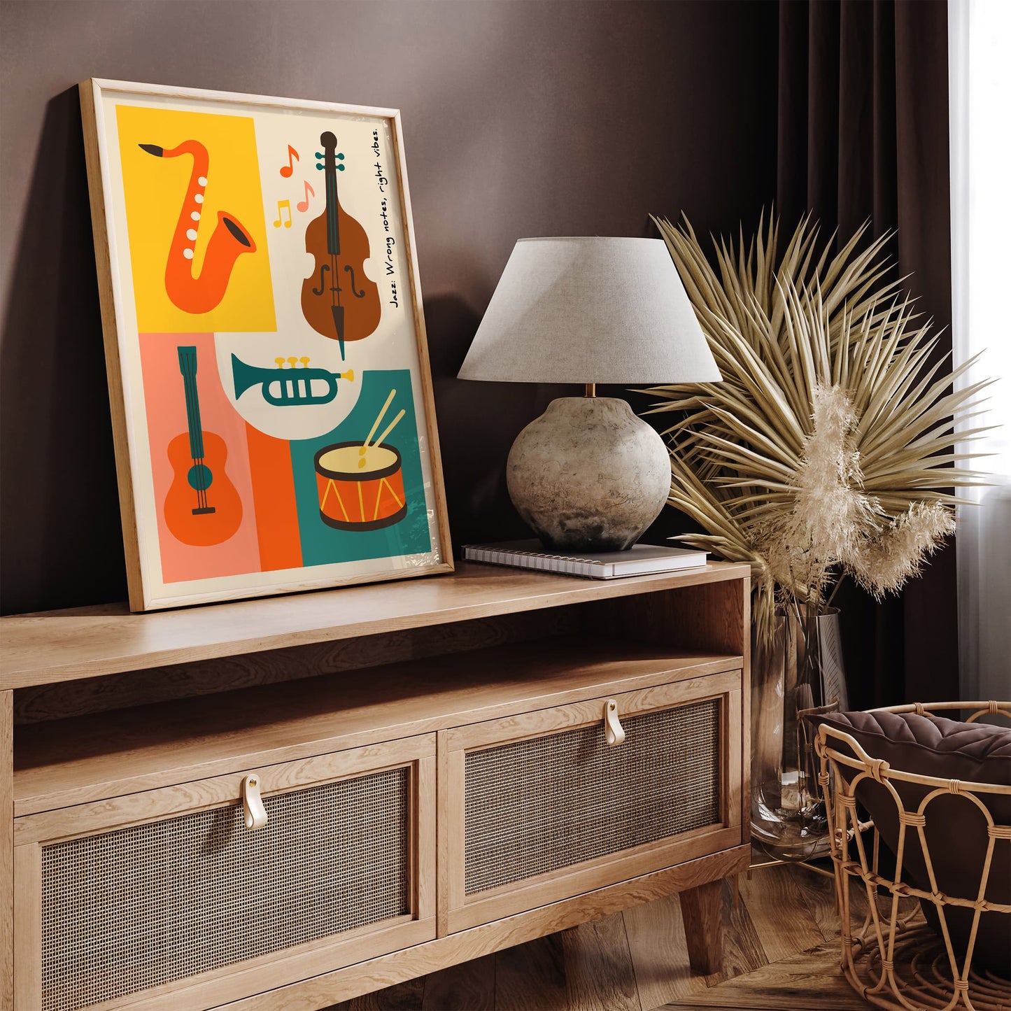 Wrong Notes Right Vibes Poster - Colorful Jazz Music Art
