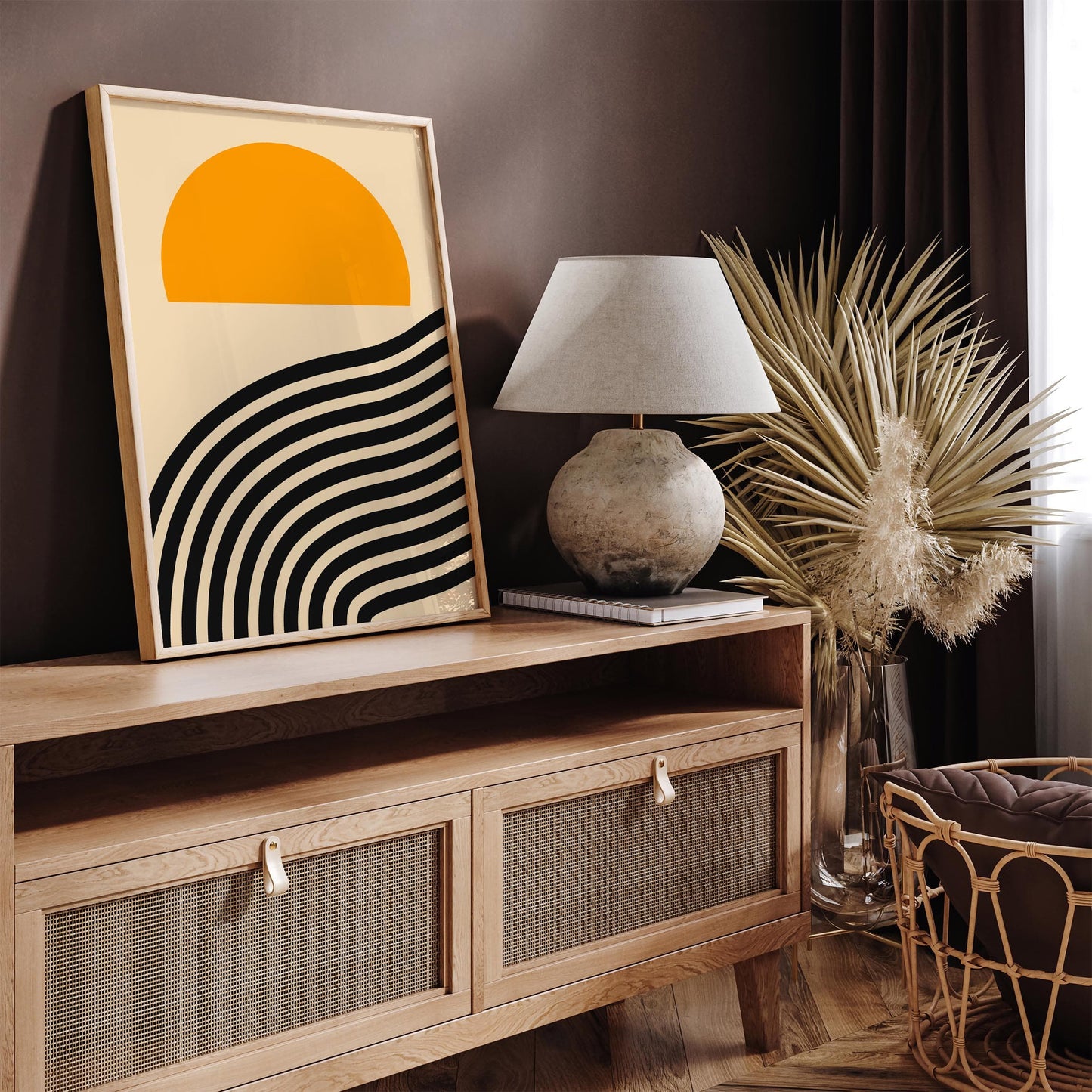 Mid Century Modern Abstract Sunset Print Poster