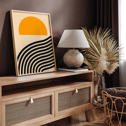 Mid Century Modern Abstract Sunset Print Poster