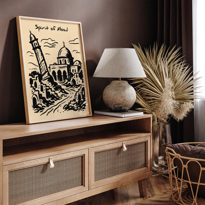 Iraq Travel Poster - Mosul Ink Sketch Wall Art