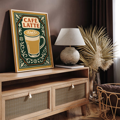 Cafe Latte Poster - Cafe Wall Decor in Rococo Elegant Style