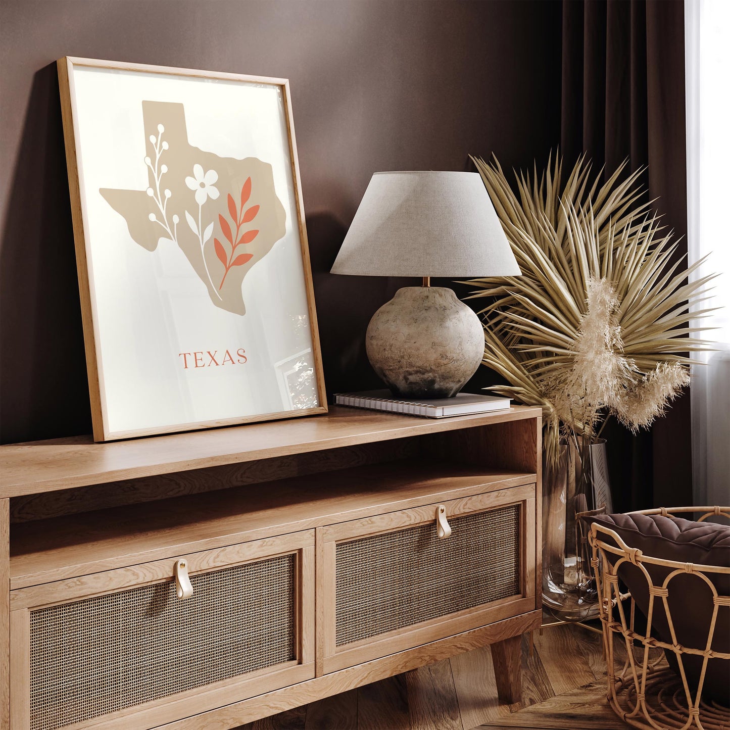 Minimalist Texas Map Poster - Modern Travel Wall Art Print