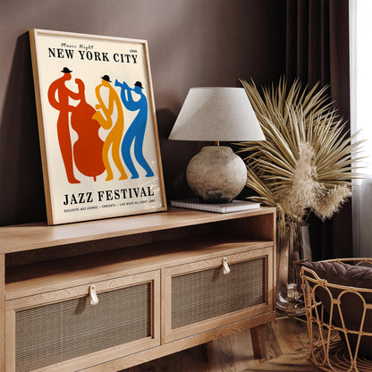 New York City Jazz Festival Poster - Retro Music Wall Art Print