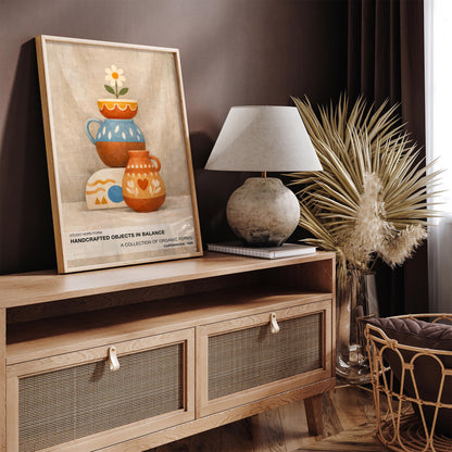 Scandinavian Folk Art Poster - Nordic Ceramic Still Life Print