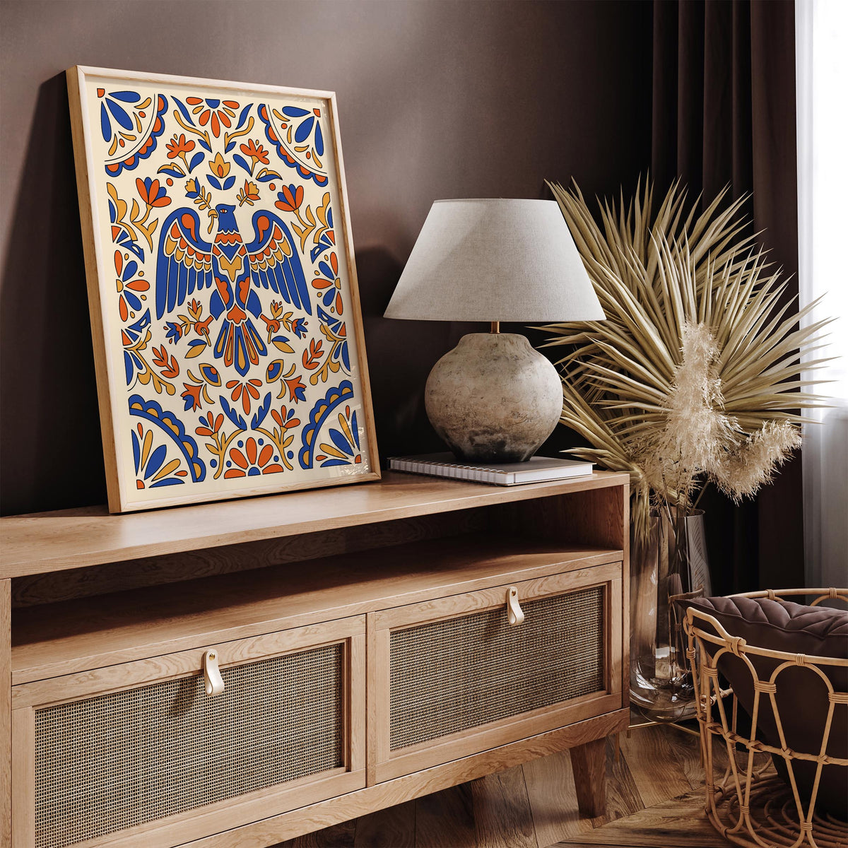 Mexican Talavera Eagle Portrait Art Poster