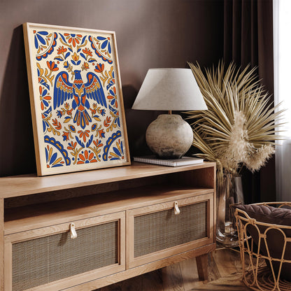 Mexican Talavera Eagle Portrait Art Poster