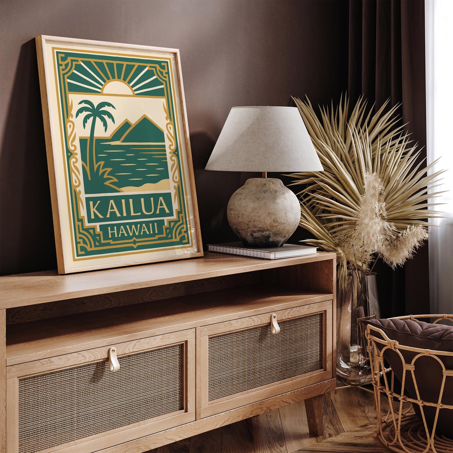 Kailua Hawaii Poster - Art Deco Travel Wall Art